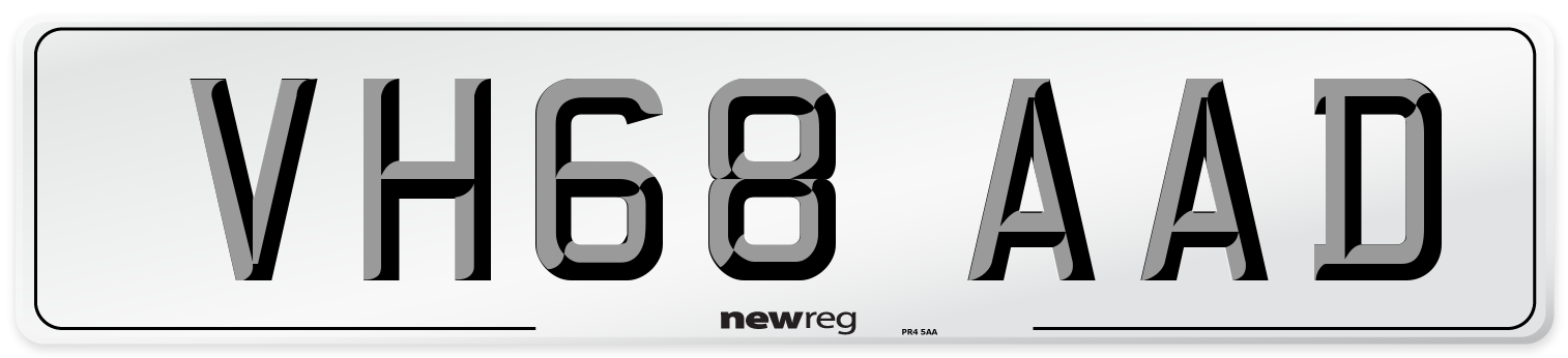 VH68 AAD Number Plate from New Reg